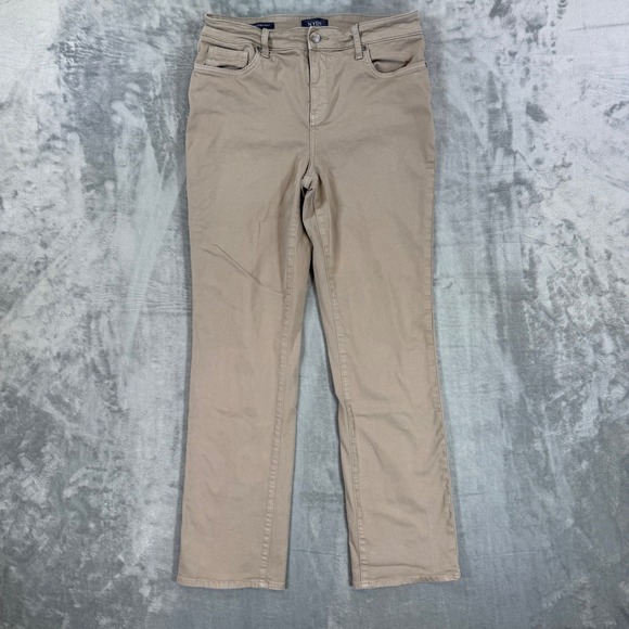 NYDJ Pants - NYDJ Marilyn Straight Leg Pants Tan Khaki Lift Tuck Technology Womens 10‎